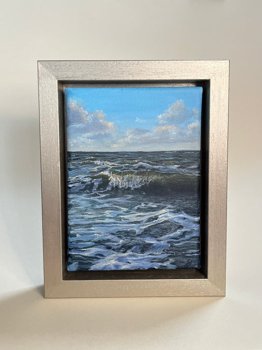 Zee Schilderij: Koningsblauw (breder lijstje)